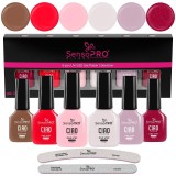 Set 6 Oje Semipermanente One Step SensoPRO Milano CIAO Amore, 7ml + CADOU Pile Unghii, Strawberry Bliss, Crimson Petal, Nude Reflection...