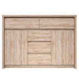 Cumpara ieftin Comoda 5 sertare 2 usi din pal melaminat stejar sonoma Norty 127x40x92 cm