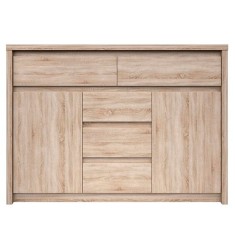 Comoda 5 sertare 2 usi din pal melaminat stejar sonoma Norty 127x40x92 cm