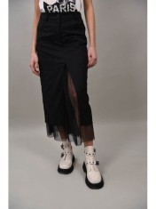 FUSTA COMBINATA CU TUL RADIATE S Negru