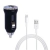Incarcator pentru priza auto 1 x USB 1A si cablu de date si incarcare USB &ndash; Lightning, 2A, 1m, Fast Charging