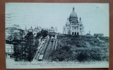 Carte postala, Paris, Funicularul si Basilica Sacre Coeur, 1925