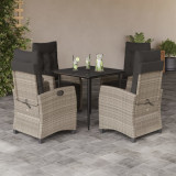 VidaXL Set mobilier de grădină cu perne, 5 piese gri deschis poliratan