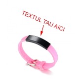 Bratara roz silicon ajustabila gravata personalizata cu textul tau