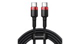 Cablu Baseus CATKLF-AL91 USB-C - USB-C PD QC 100W 5A 480Mb/s 2m - negru și roșu
