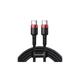 Cablu Baseus CATKLF-AL91 USB-C - USB-C PD QC 100W 5A 480Mb/s 2m - negru și roșu