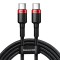 Cablu Baseus CATKLF-AL91 USB-C - USB-C PD QC 100W 5A 480Mb/s 2m - negru și roșu