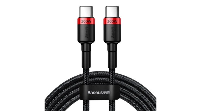 Cablu Baseus CATKLF-AL91 USB-C - USB-C PD QC 100W 5A 480Mb/s 2m - negru și roșu