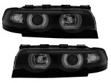 Set faruri Bmw Seria 7 (E38), 04.1994-12.2001, partea Stanga+Dreapta, Tuning, Fata, cu lentile; cu lumina parcare fibra optica; tip bec H1+H1; manual, Rapid