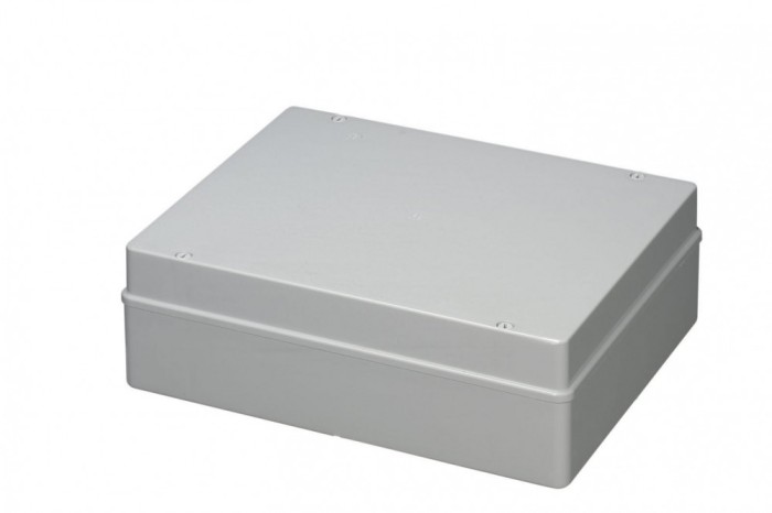 Doza aplicata patrata 380x300x120mm IP56 pentru distributie jonctiune ABS rezistenta UV fara presetupe margini netede