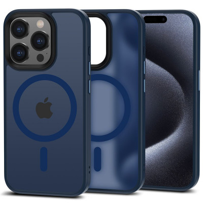 Husa Tech-Protect Magmat MagSafe pentru Apple iPhone 15 Pro Max Matte Albastru inchis foto