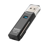 Cumpara ieftin Cititor de carduri 2in1 pentru SDXC si microSDXC, indicator LED, viteza transfer 2.0 - Negru, Dactylion