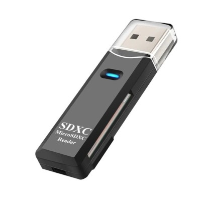 Cititor de carduri 2in1 pentru SDXC si microSDXC, indicator LED, viteza transfer 2.0 - Negru foto