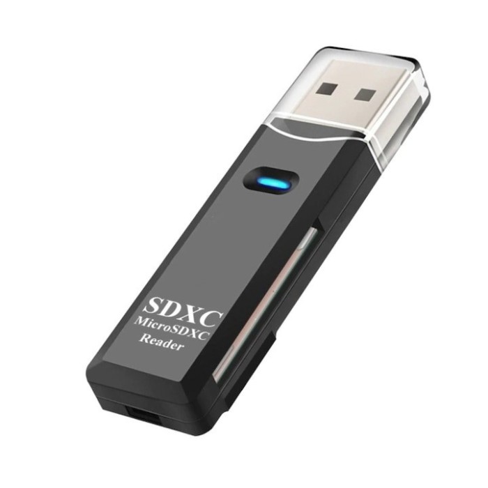 Cititor de carduri 2in1 pentru SDXC si microSDXC, indicator LED, viteza transfer 2.0 - Negru
