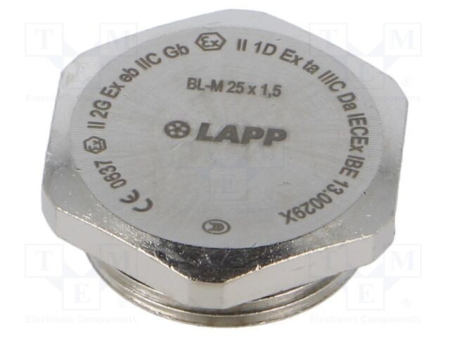 Capac de protecție M25 1,5 IP68 alamă nichel 29mm LAPP