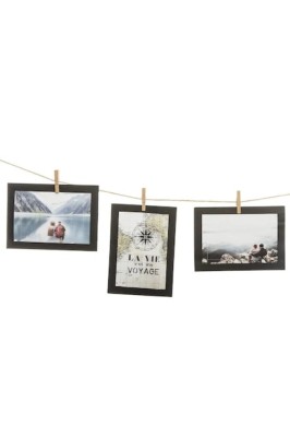 Set de 10 rame foto cu sfoară neagră, agățate, 250 cm, h&amp;acirc;rtie, negru foto