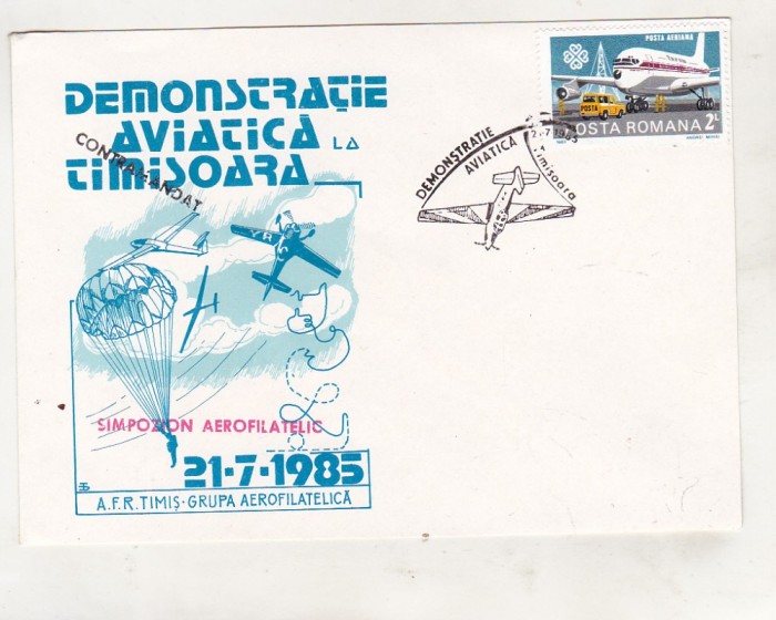 bnk fil Plic ocazional Timisoara 1985 - Simpozion aerofilatelic