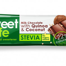 Ciocolata cu lapte cu quinoa si cocos cu indulcitor stevie 25gr "sweet & safe"