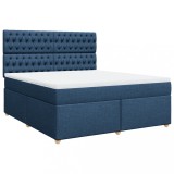 Cumpara ieftin Pat box spring cu saltea, albastru, 180x200 cm, material textil