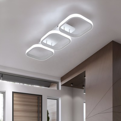 Lustra LED VERTEX 18W, 3 Patrate, Liniara, lumina Rece/Calda/Neutra, Alb ModernLight Concept foto