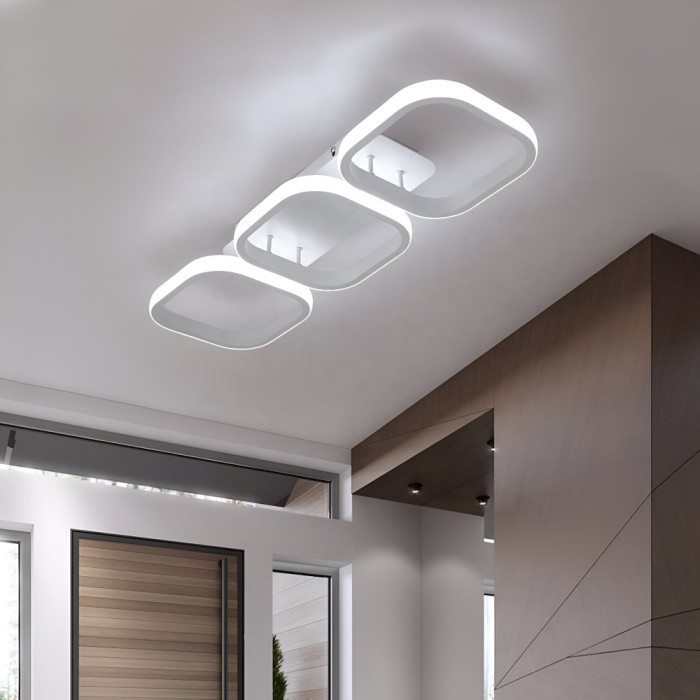 Lustra LED VERTEX 18W, 3 Patrate, Liniara, lumina Rece/Calda/Neutra, Alb ModernLight Concept