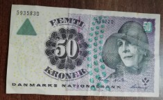 B11 1 - Bancnota foarte veche - Danemarca - 50 Koroane