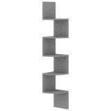 Cumpara ieftin Raft de perete de colt, gri, 19x19x123 cm, lemn prelucrat