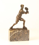 Jucator de tenis - statueta din bronz pe soclu din marmura SL-25