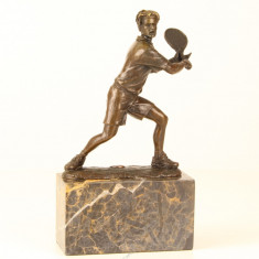 Jucator de tenis - statueta din bronz pe soclu din marmura SL-25