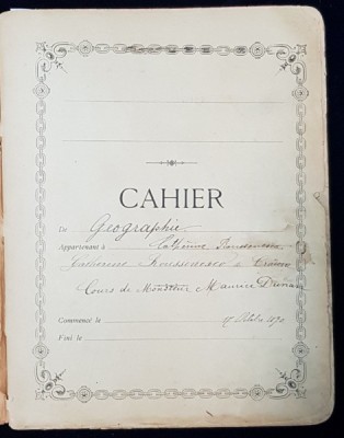 MANUSCRIS , CAIET DE GEOGRAFIE - CATHERINE ROUSSENESCO , CRAIOVA , 1890 foto