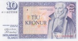 Bancnota Islanda 10 Kronur 1961 - P48 UNC ( vezi descriere )