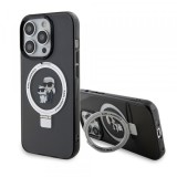 Husa MagSafe pentru Apple iPhone 14 Pro, Karl Lagerfeld, Ring Stand Karl &amp; Choupette, Neagra