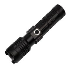 Lanterna de supravietuire DEPOX&reg;, Gefahrenhelfer, metalica, LED, USB, zoom, negru