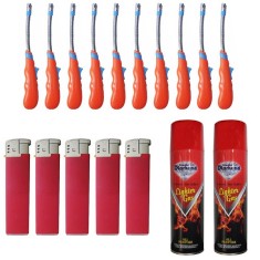 10x Bricheta cu prelungitor flexigil Portocalie, 5 x Bricheta rosie + 2x tub gaz foto