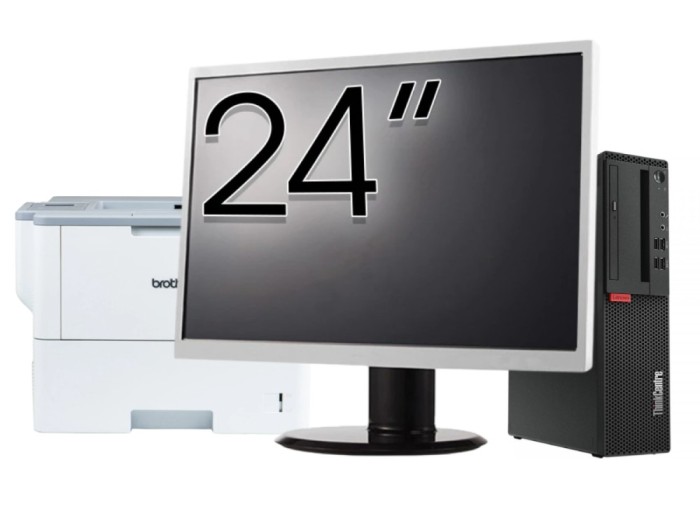 Pachet Calculator Second-Hand LENOVO M710S, Intel Core i5-6500t 3.70GHz, 8GB DDR4, 128GB SSD + Monitor 24&amp;quot; &amp; Imprimanta Brother HL-L6300DW NewTec