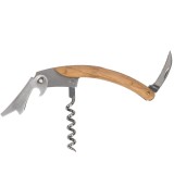 Cumpara ieftin Tirbuson multifunctional, cutit, desfacator sticle, metalic, maner de bambus, maro