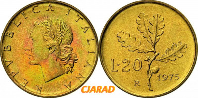 Moneda 20 LIRE - ITALIA, anul 1975 * cod 4782 = UNC foto