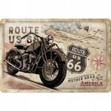 Placa metalica - Route 66 - Bike Map - 20x30 cm, Nostalgic Art Merchandising