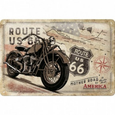 Placa metalica - Route 66 - Bike Map - 20x30 cm foto