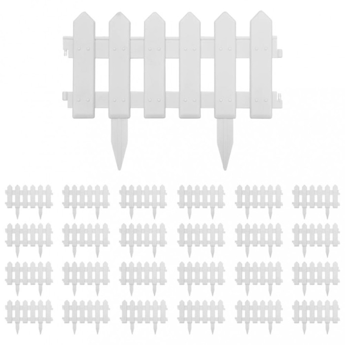 Borduri de gazon, 25 buc., alb, 10 m, PP