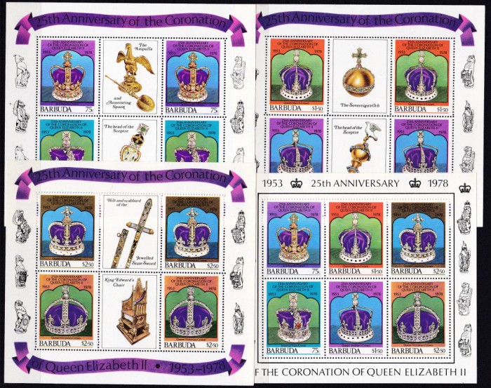 DB1 Barbuda 25 Ani de la Incoronare Elisbeta II 4 MS MNH