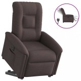 vidaXL Fotoliu electric rabatabil cu ridicare, maro &icirc;nchis, textil
