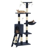 VidaXL Ansamblu pisici st&acirc;lpi din funie sisal, 138 cm, albastru &icirc;nchis