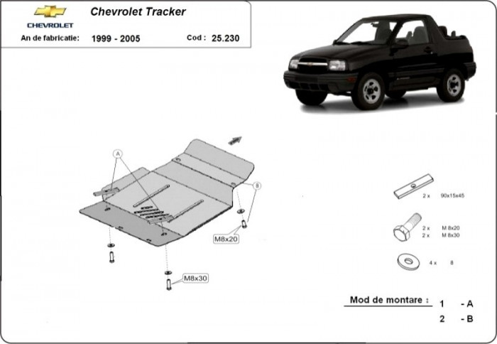 Scut motor metalic Chevrolet Tracker 1999-2005