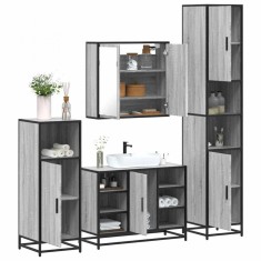 Gossi set de mobilier de baie 4 piese lemn prelucrat de stejar afumat