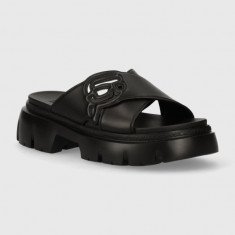 Karl Lagerfeld slapi de piele SUN TREKKA NFT femei, culoarea negru, cu platforma, KL83504