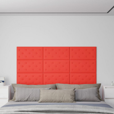 vidaXL Panouri de perete 12 buc. roșu 60x30 cm piele ecologică 2,16 m&amp;sup2; foto