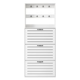Dulap pentru pantofi cu 3 uși, raft pentru pantofi cu c&acirc;rlige, 70x25x165 cm, Alb