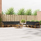 vidaXL Set de canapele de exterior cu pernă 9 pcs Natural și Antracit 3367385