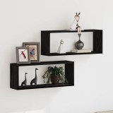 VidaXL Rafturi de perete cu raft 2 pcs Stejar negru 60 x 15 x 23 cm